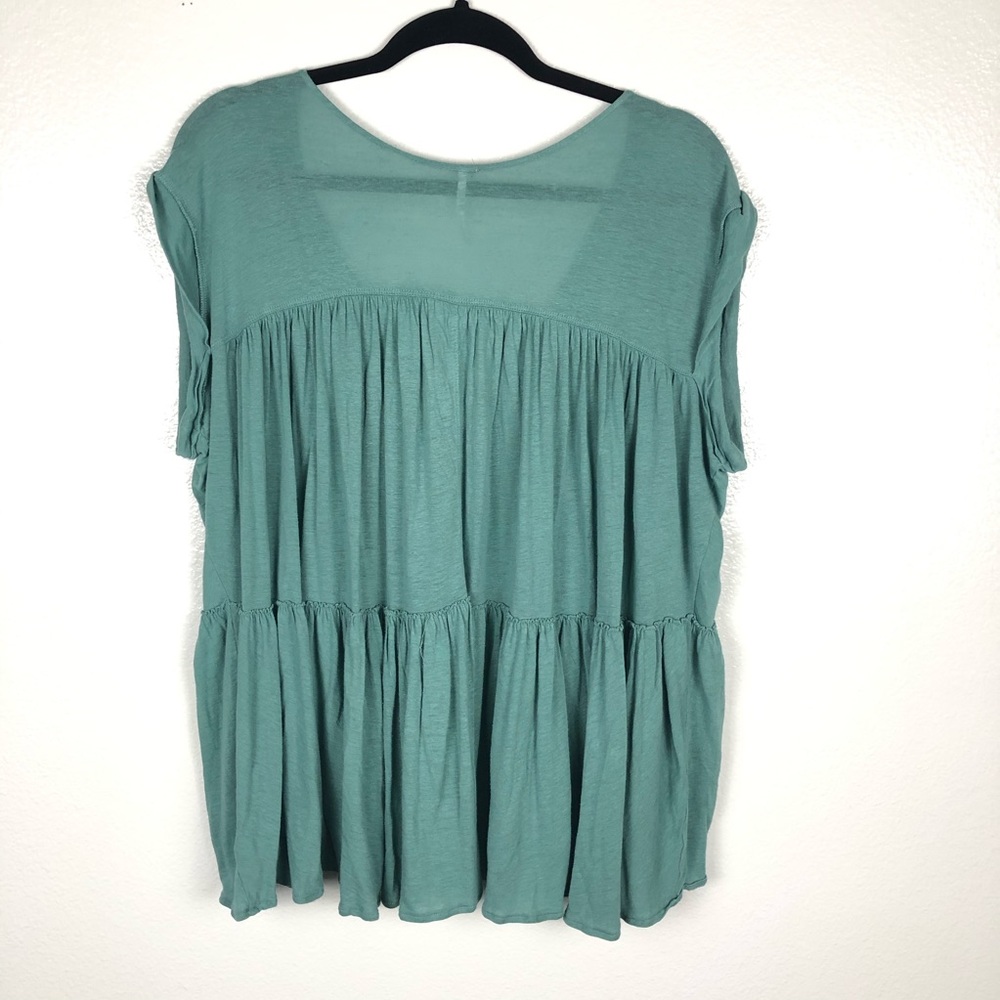 FREE PEOPLE flowy green babydoll top - Picture 2 of 5